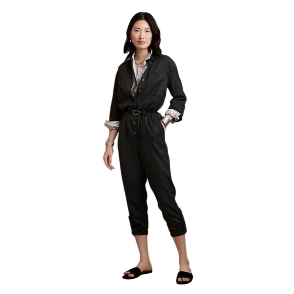 Banana Republic tencel boiler suit neutral black women’s 10 versatile jumpsuit